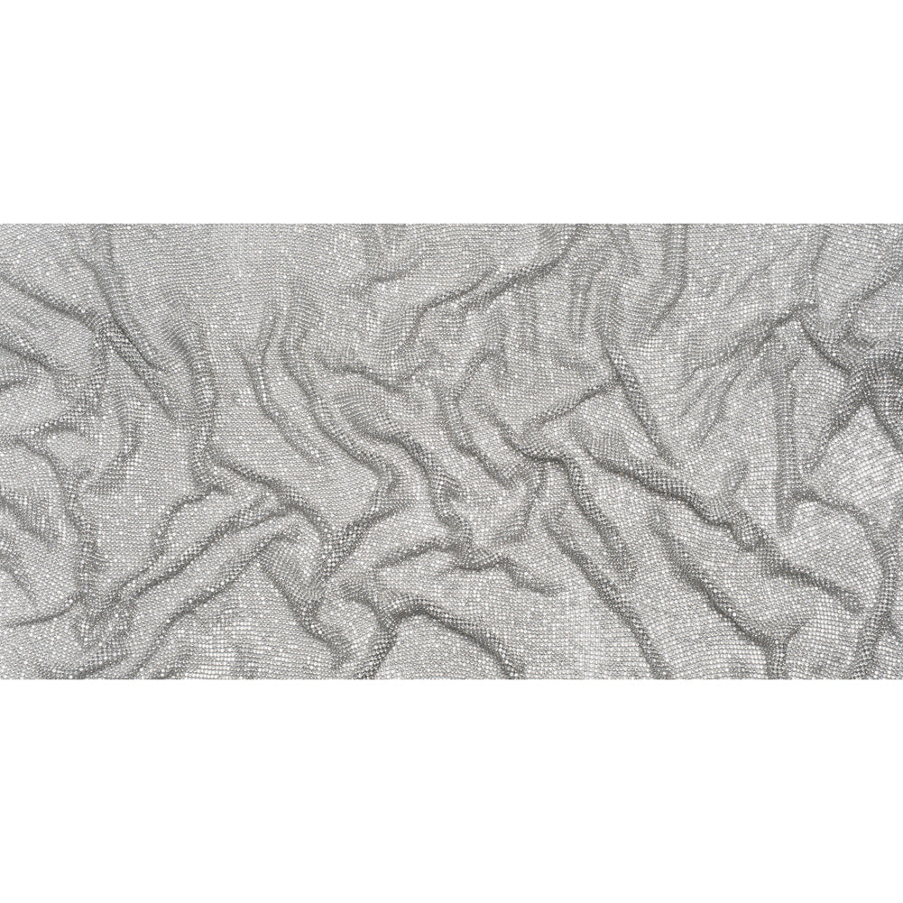 Rhinestone Aluminum Chainmail Fabric Panel, 3mm - Silver and Crystal - Astraia Collection