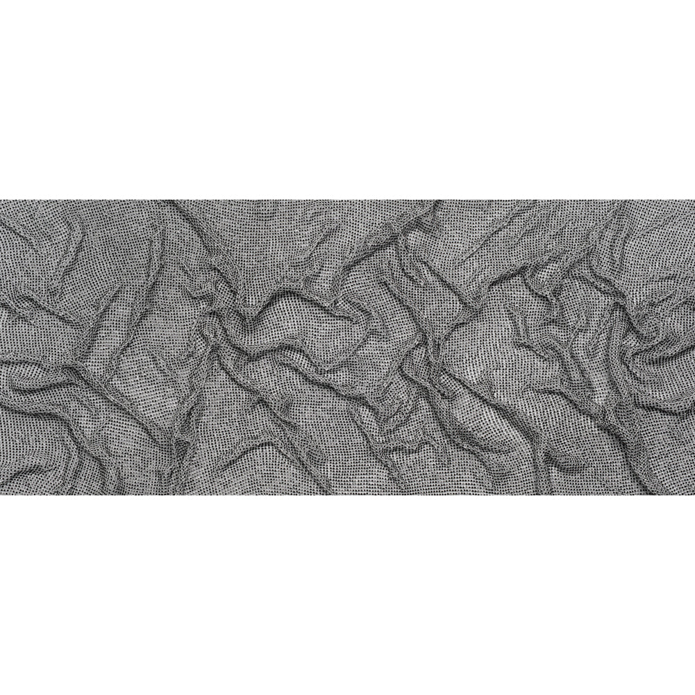Rhinestone Aluminum Chainmail Fabric Panel, 3mm - Silver and Jet Black - Astraia Collection