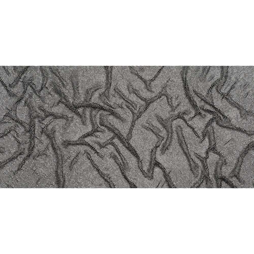 Rhinestone Aluminum Chainmail Fabric Panel, 3mm - Black and Crystal - Astraia Collection