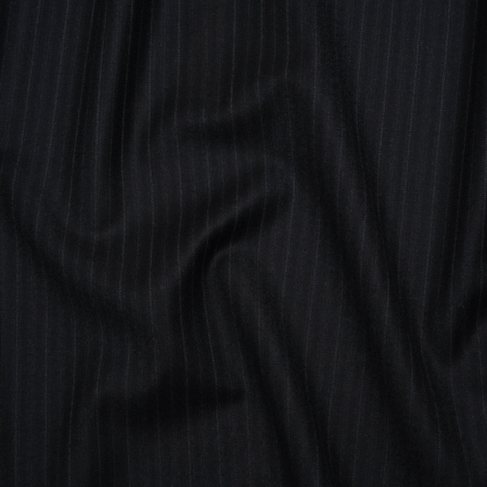 Super 130 Wool Suiting Made in Italy - Navy, Black and White Pinstripes - Deadstock