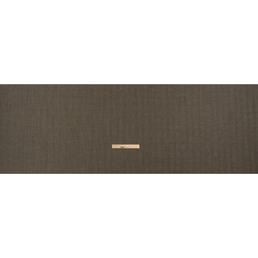 Super 130 Wool Twill Suiting Made in Italy - Beige and Brown Plaid - Deadstock