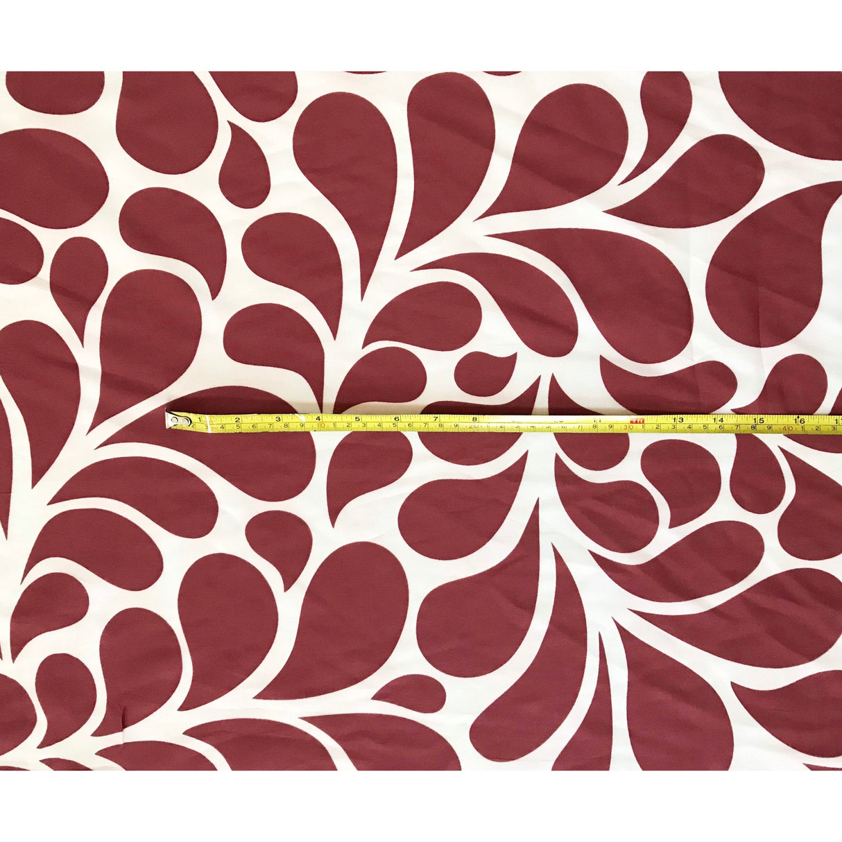 African Print Stretch Cotton Satin Fabric - Rusty Red, White Mimi, 58" Width (1 Yard)