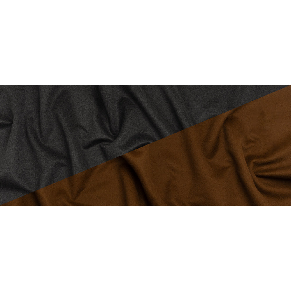 Cashmere Double Cloth Coating Made in Italy - Charcoal Gray and Brown - Deadstock