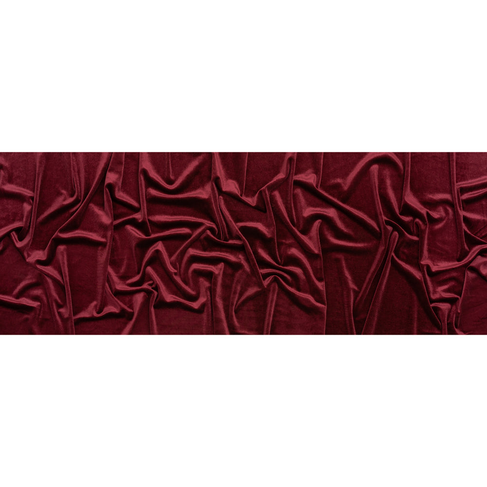 Stretch Polyester Velour - Burgundy - Designer Deadstock