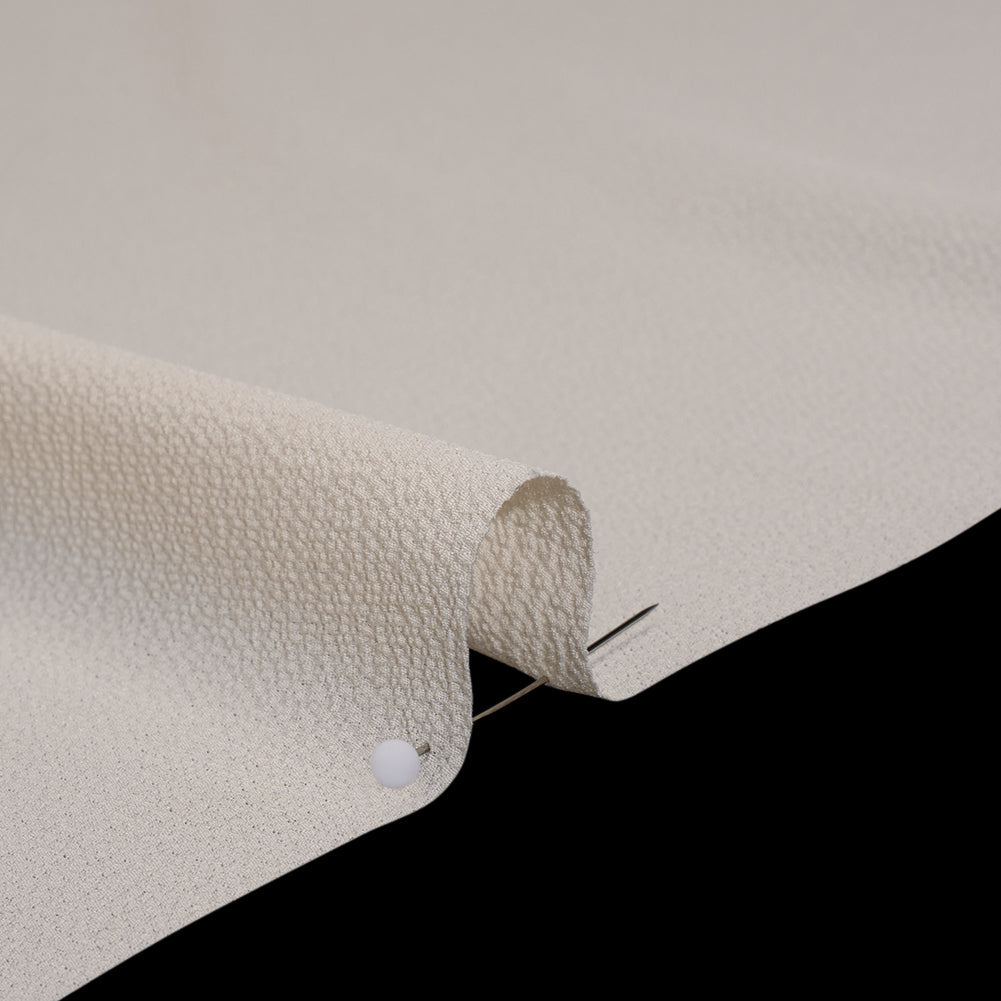Puckered Lightweight Polyester Crepe - Light Beige - Designer Deadstock