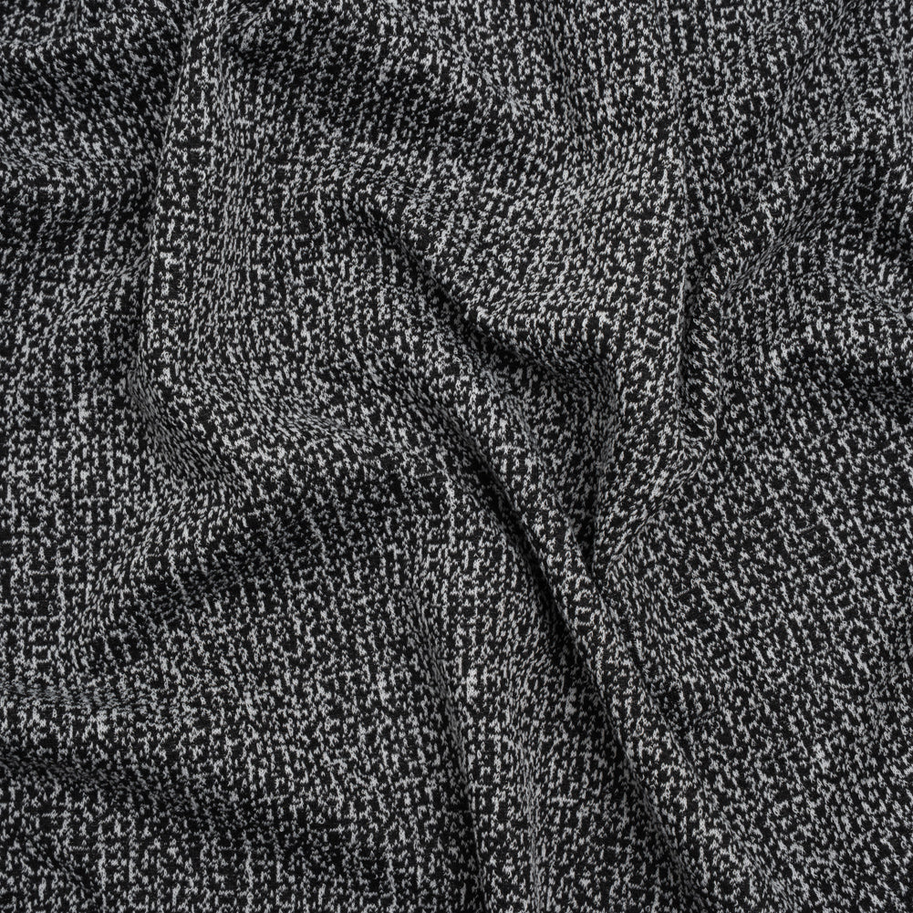 Stretch Polyester Jacquard Knit - Black and White Abstract - Designer Deadstock