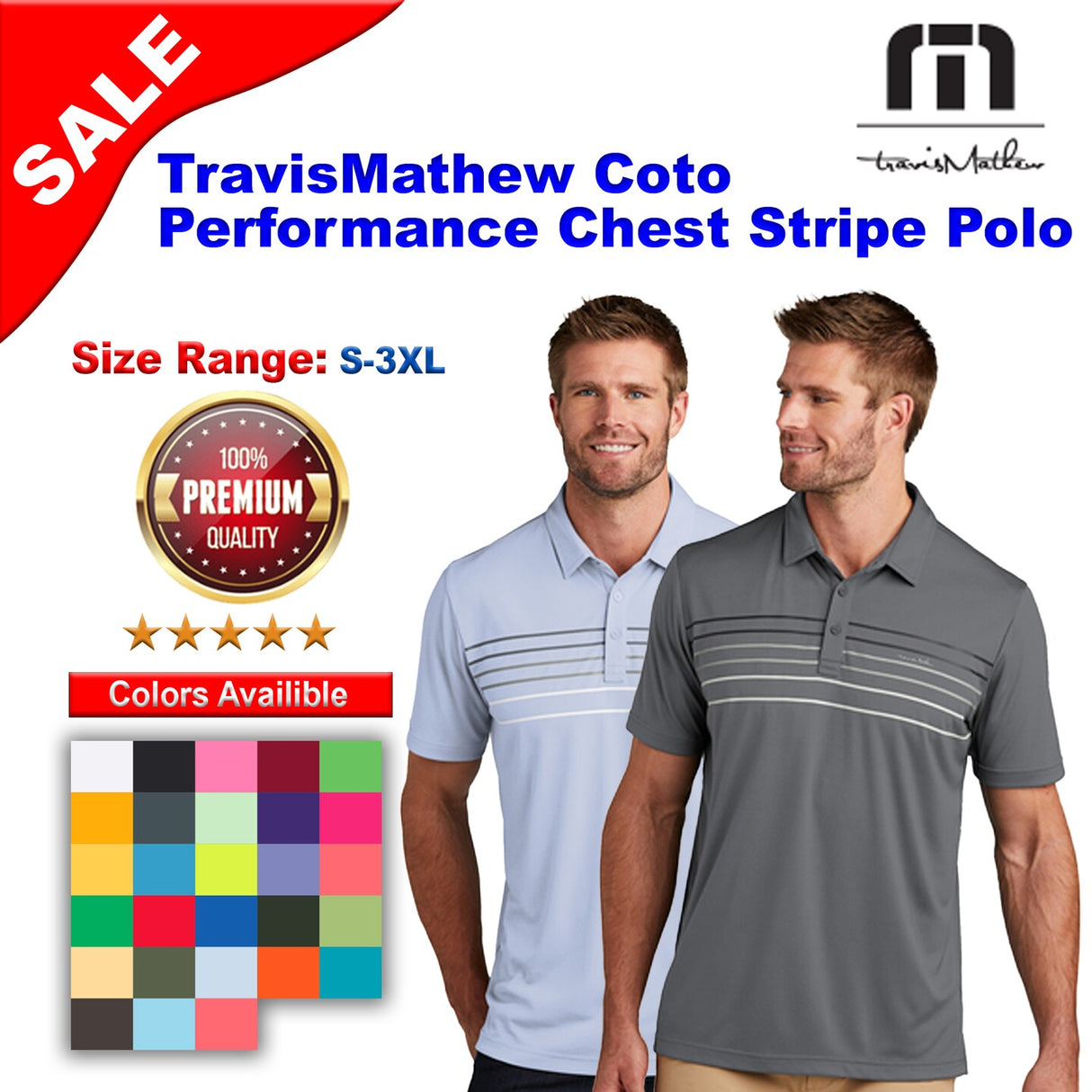 TravisMathew® Coto Performance Chest Stripe Polo