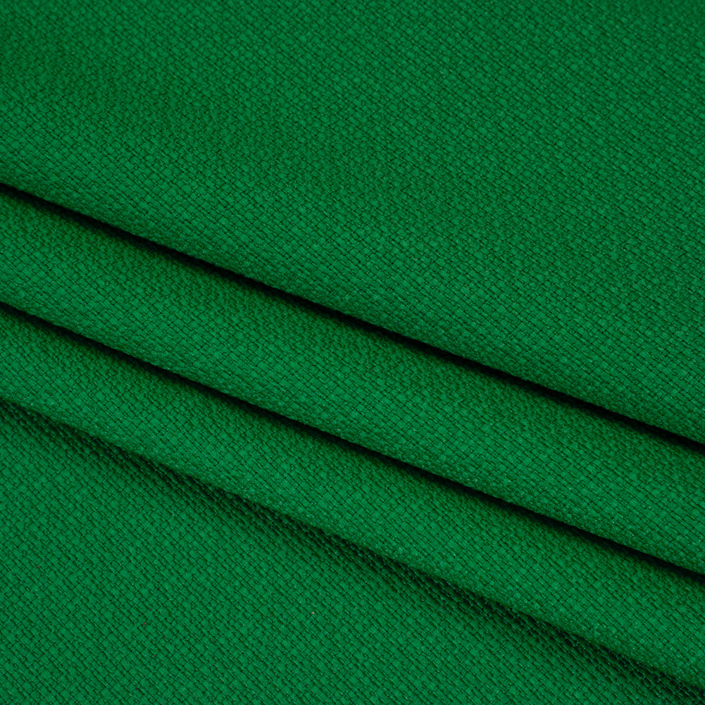 Textured Polyester Woven - Kelly Green - Designer Deadstock