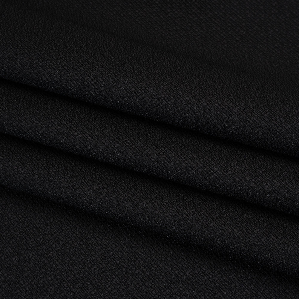 Stretch Textured Polyester Woven - Black - Designer Deadstock
