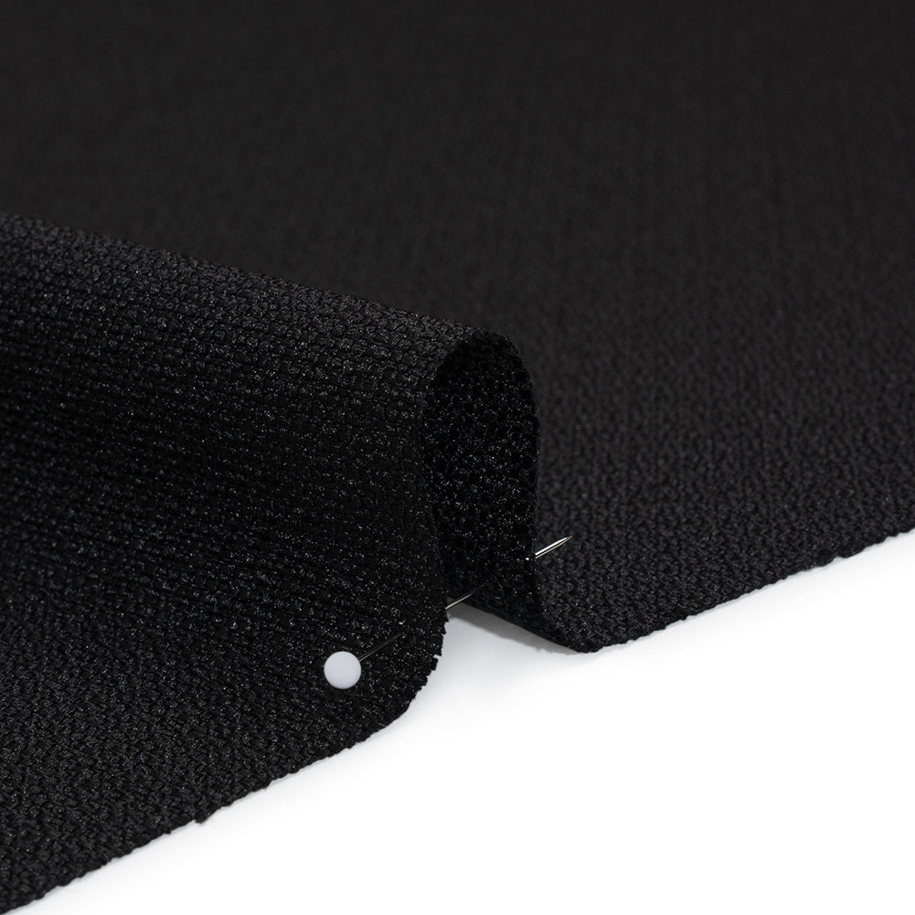 Stretch Textured Polyester Woven - Black - Designer Deadstock