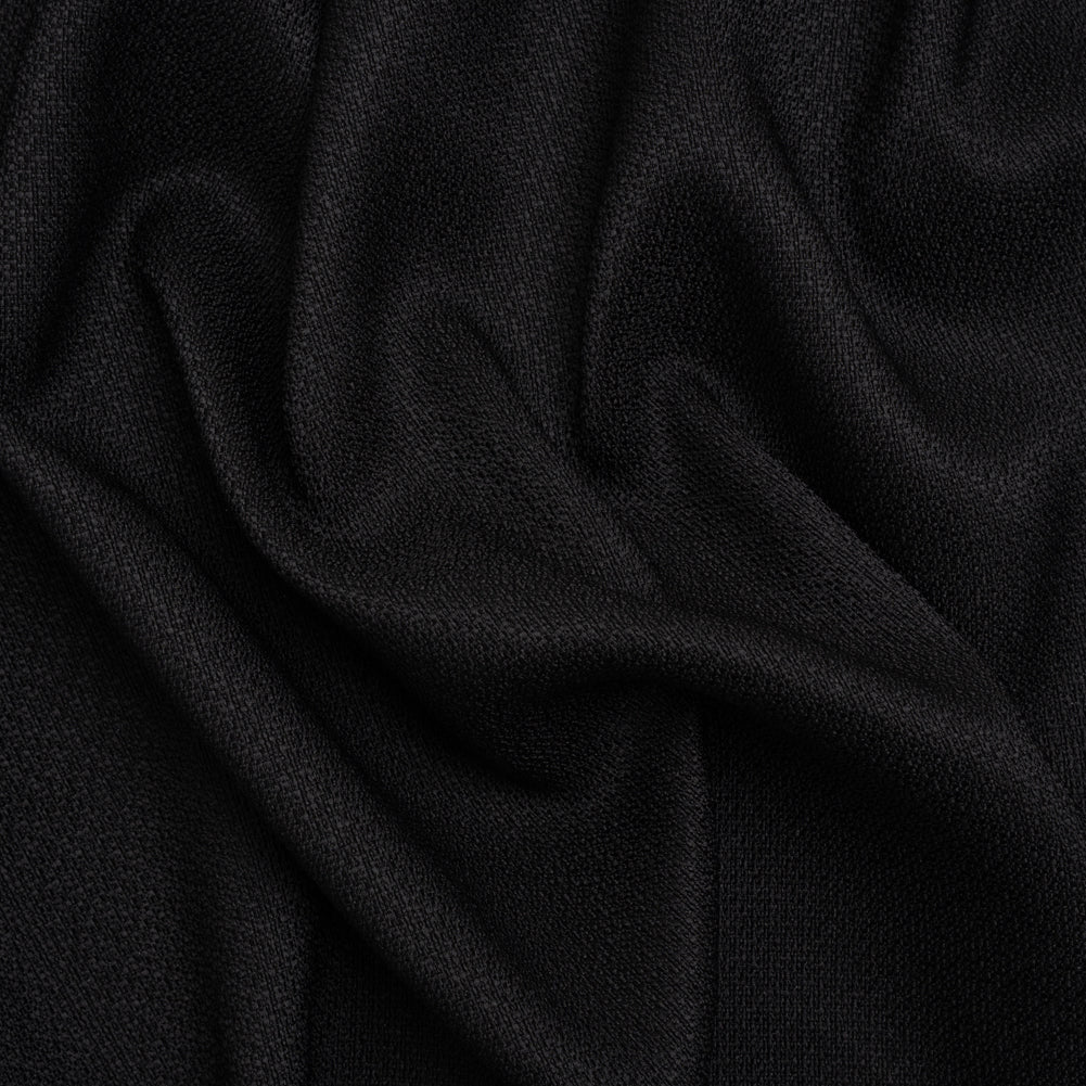 Stretch Textured Polyester Woven - Black - Designer Deadstock
