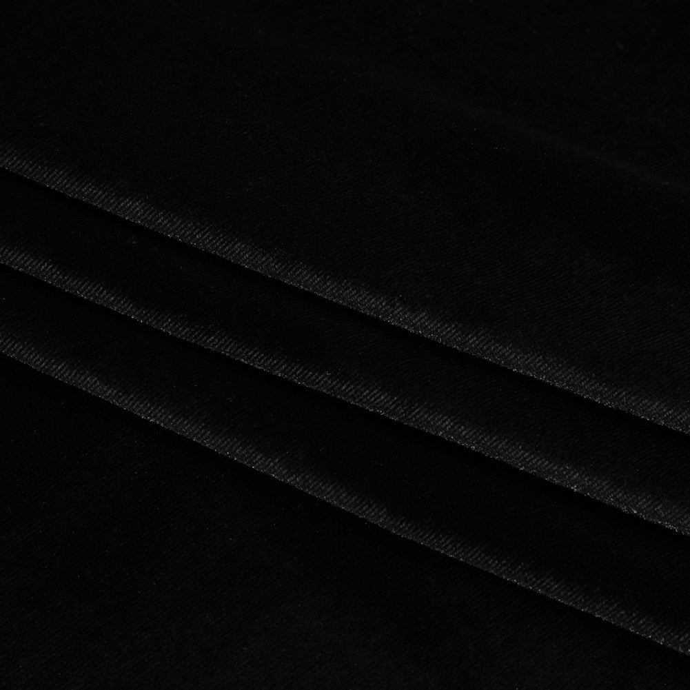 Stretch Polyester Velour - Black - Designer Deadstock