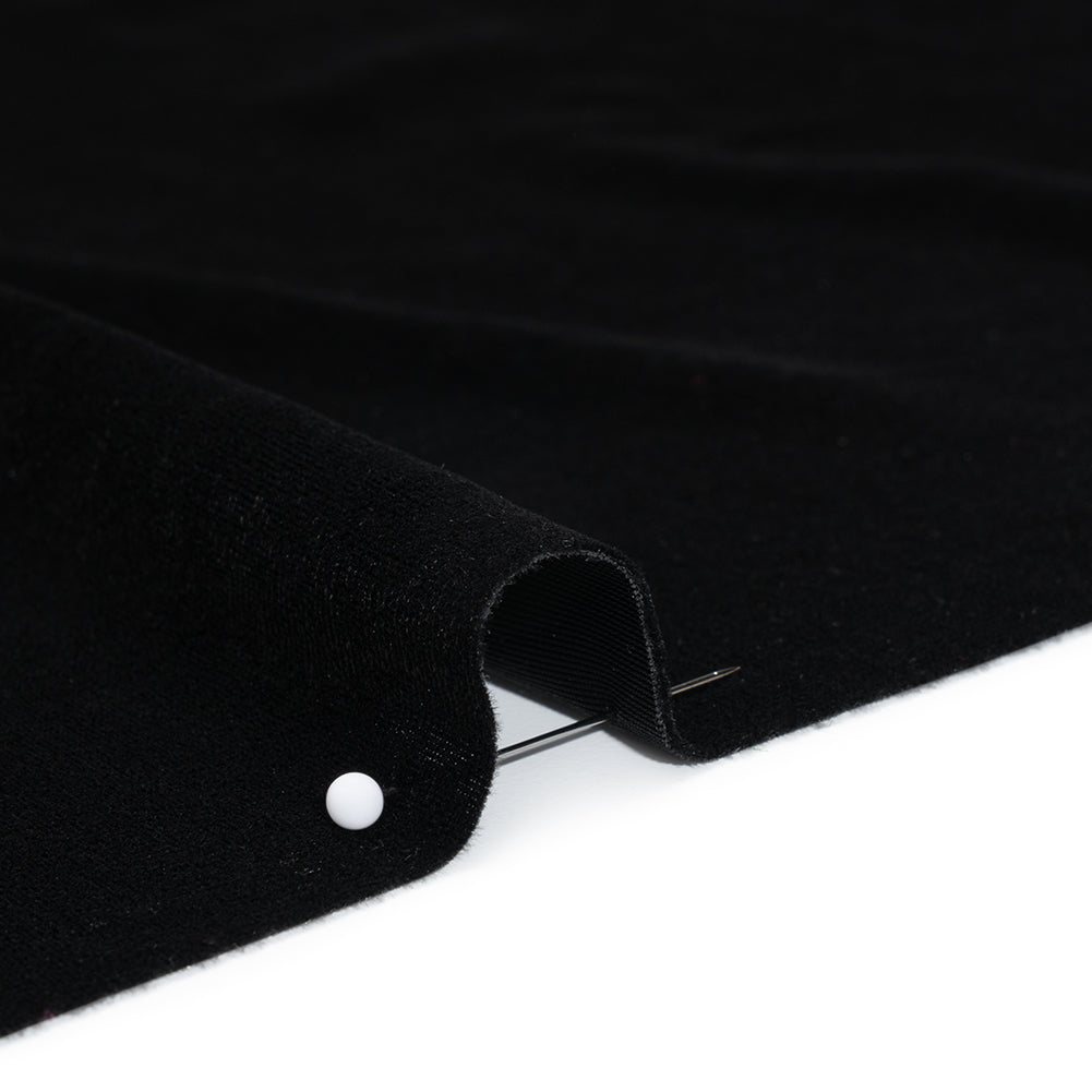 Stretch Polyester Velour - Black - Designer Deadstock