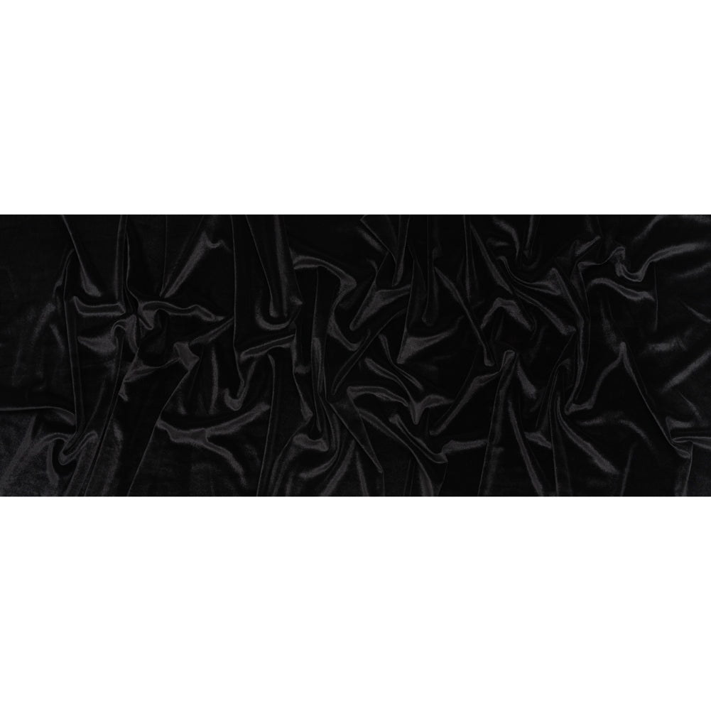 Stretch Polyester Velour - Black - Designer Deadstock