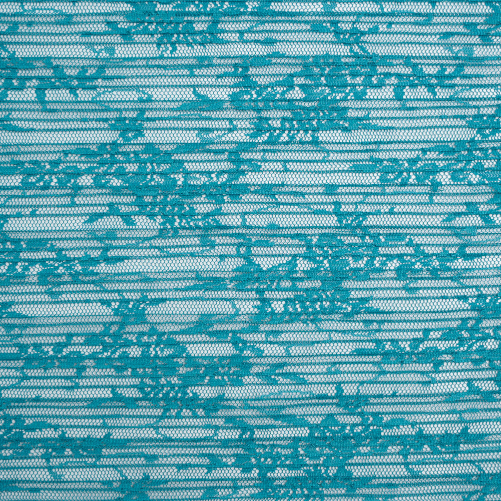 Plisse Lace - Turquoise Floral - Designer Deadstock