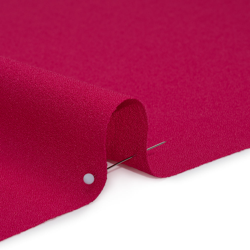 Stretch Polyester Crepe - Deep Pink - Designer Deadstock