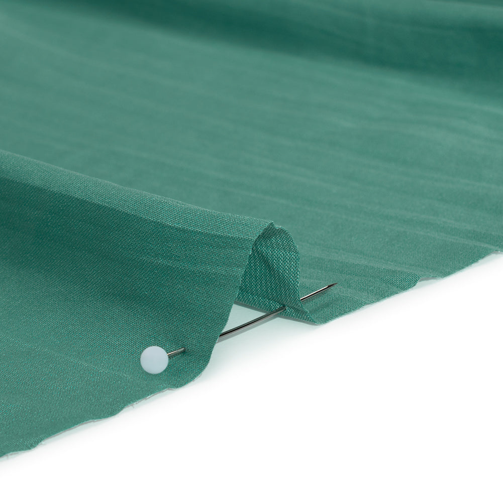 Crinkled Lightweight Polyester Satin - Sea Glass Green - Designer Deadstock
