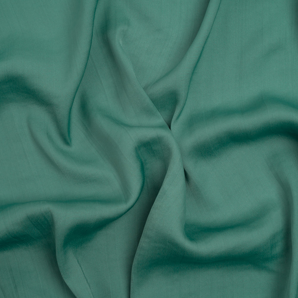 Crinkled Lightweight Polyester Satin - Sea Glass Green - Designer Deadstock