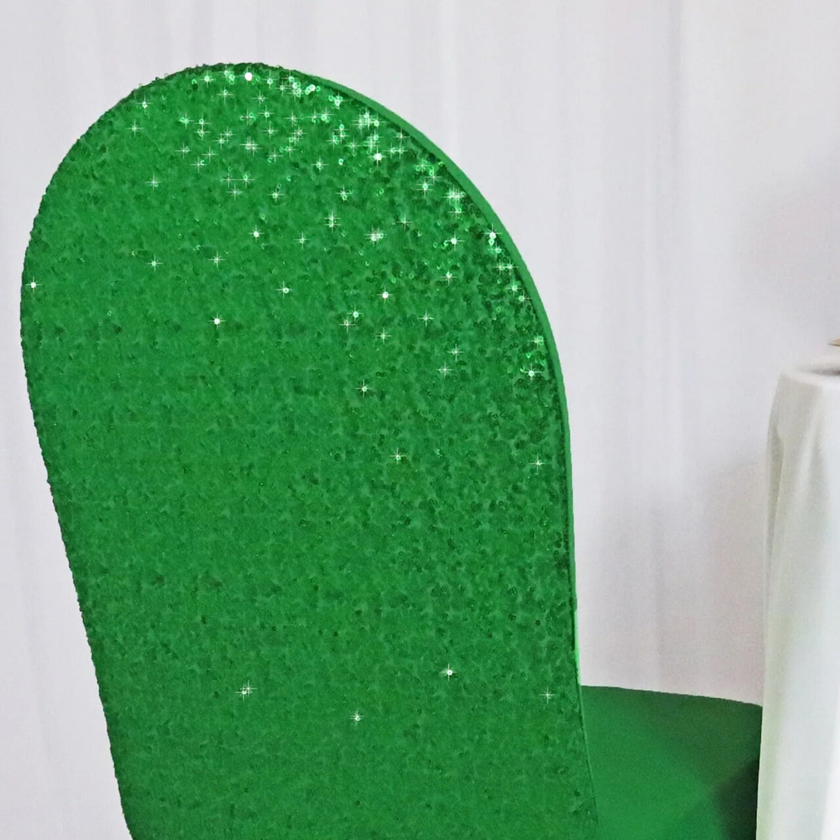 1 Piece Emerald Green Sequin Spandex Chair Cover Stretch Fit for Banquet Seating