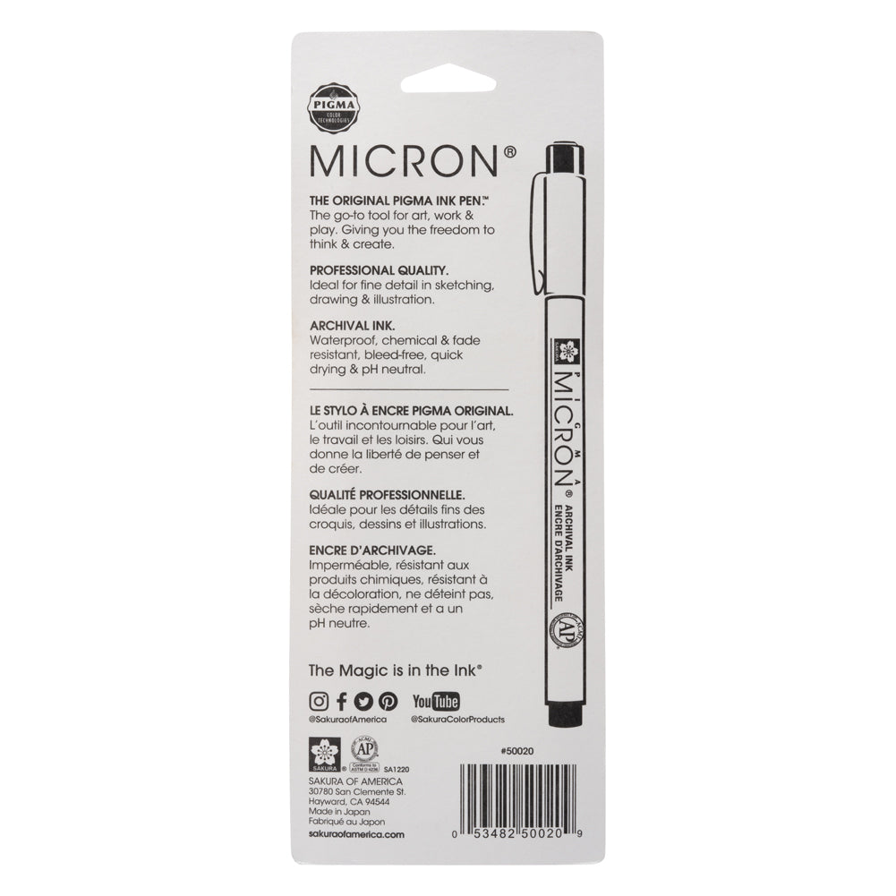 Sakura Pigma Micron Pen Set - Black, Size 01/.25mm - 3pc