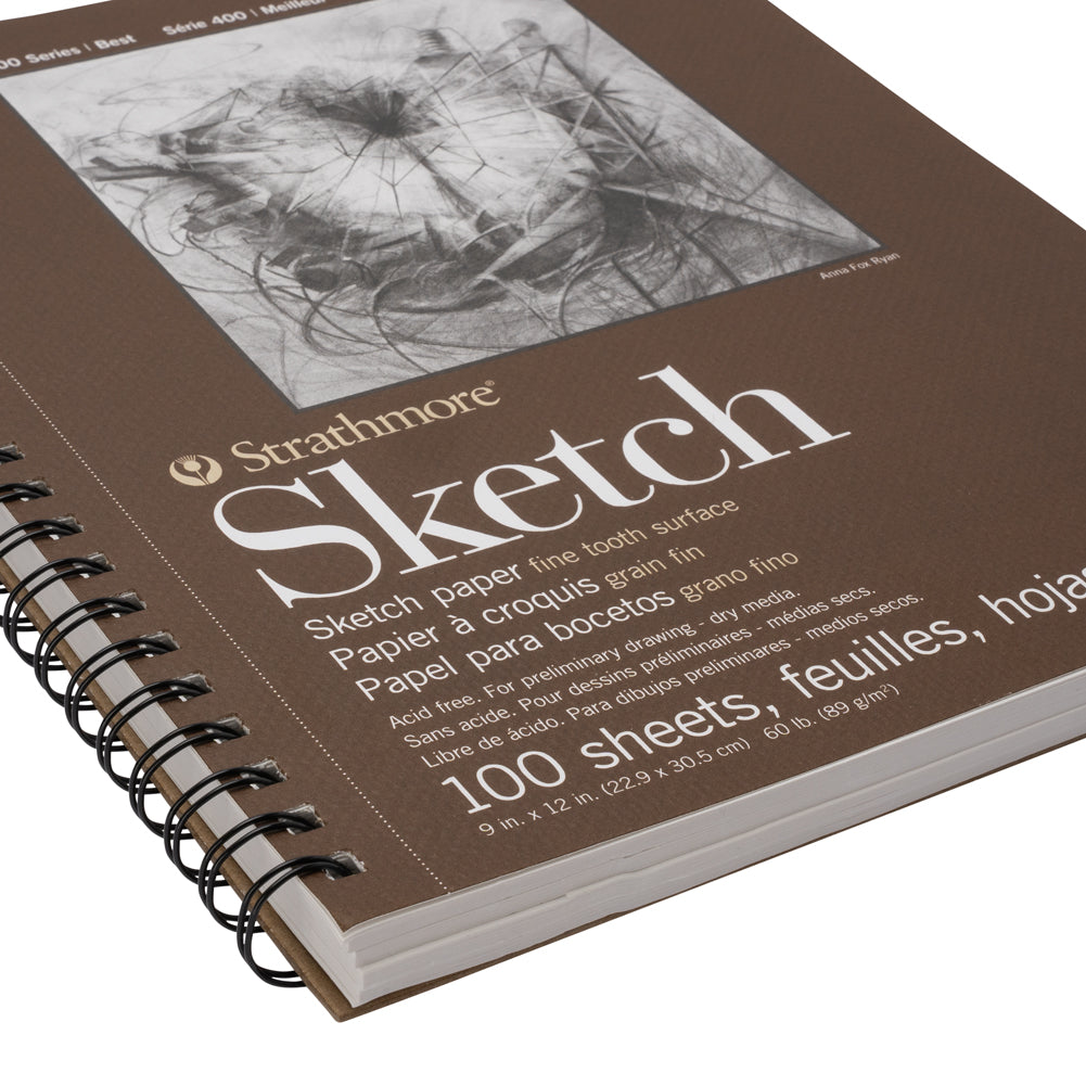 Strathmore 400 Series Spiral Sketchbook, Micro Perforated - 100 Sheets, 60lb - 9" x 12"