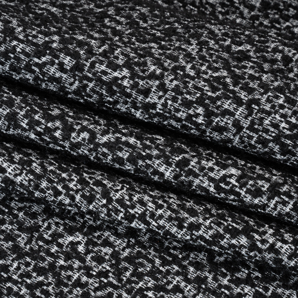 Tweedy Boucle - Black and White Abstract - Deadstock