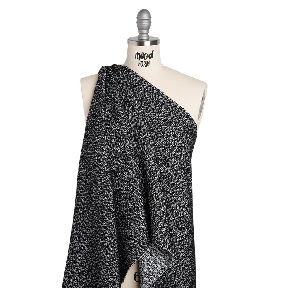 Tweedy Boucle - Black and White Abstract - Deadstock