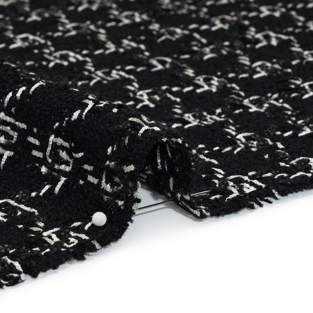 Crepe Polyester Woven - Black and White Plaid - Deadstock