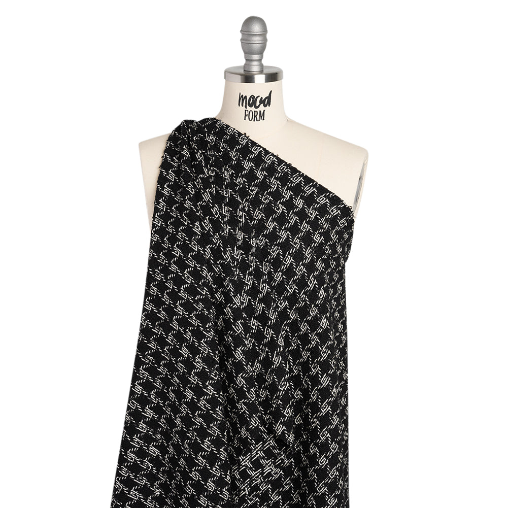 Crepe Polyester Woven - Black and White Plaid - Deadstock