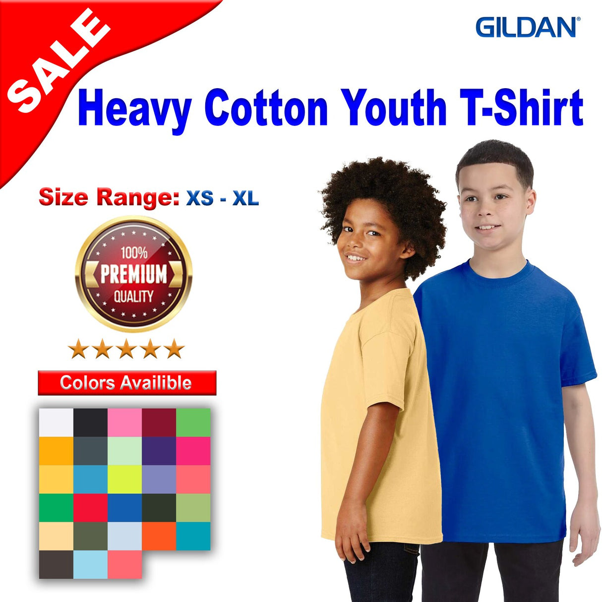 Gildan® Heavy Cotton Crew Neck Short Sleeve Youth T-Shirt