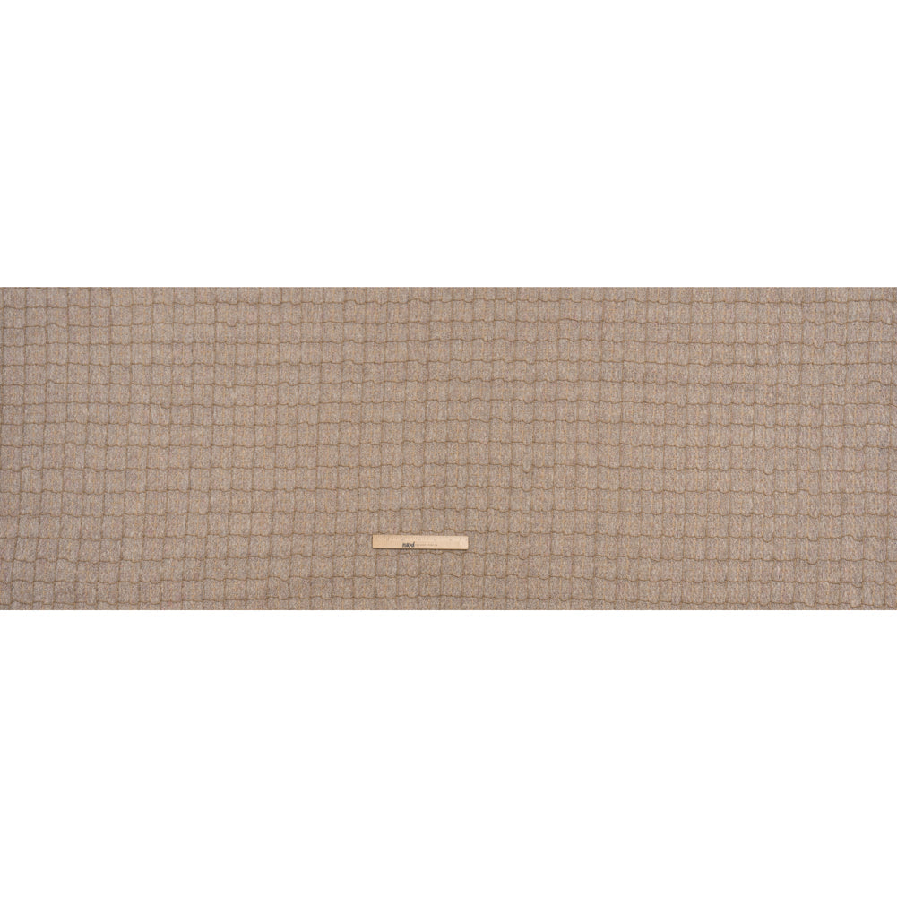 Polyester Tweedy Woven - Dusty Mauve and Taupe Ribbed Windowpane Check - Deadstock