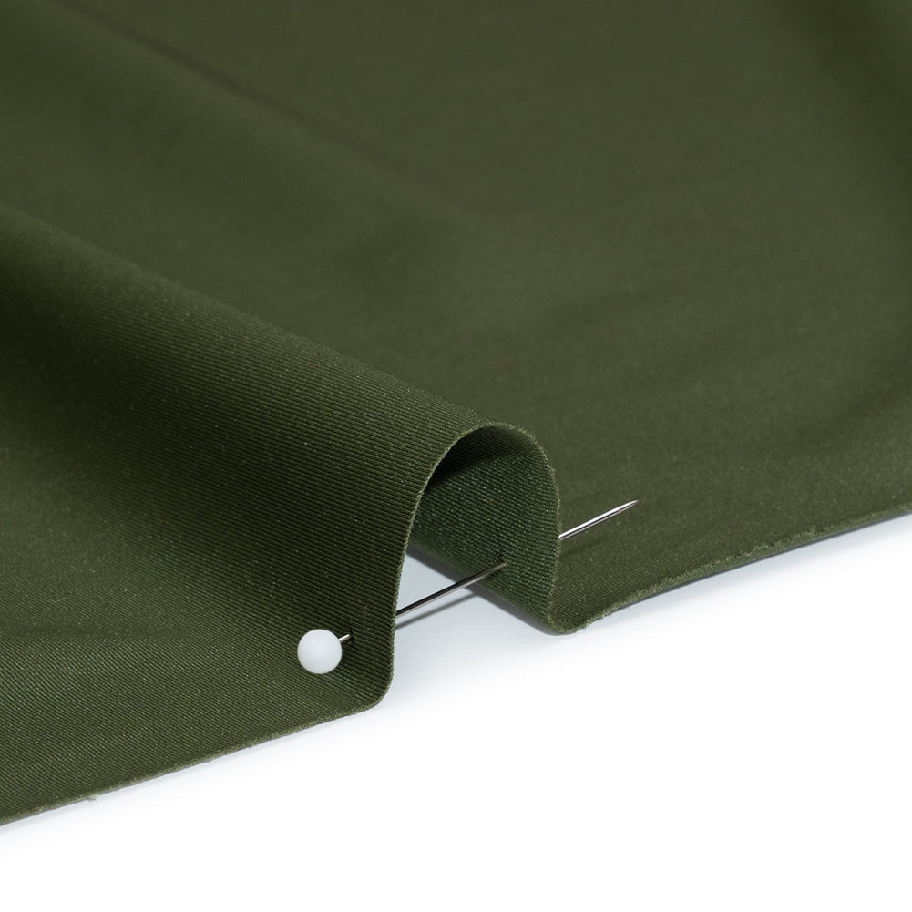 Stretch Nylon Interlock Knit - Olive Green - Designer Deadstock