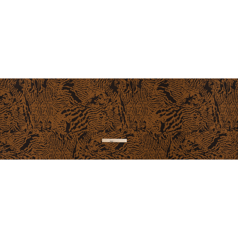 Stretch Nylon Jersey - Warm Tan and Black Tiger Stripes - Designer Deadstock