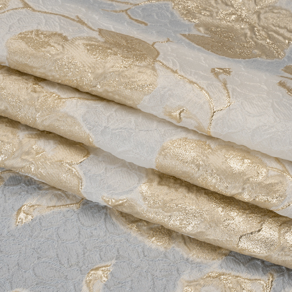Metallic Brocade - Ivory, Beige, and Gold Flowers on Flowers