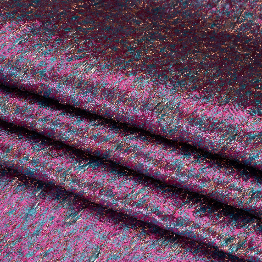 Metallic Brocade - Magenta, Turquoise and Rose Gold Mottled Abstract