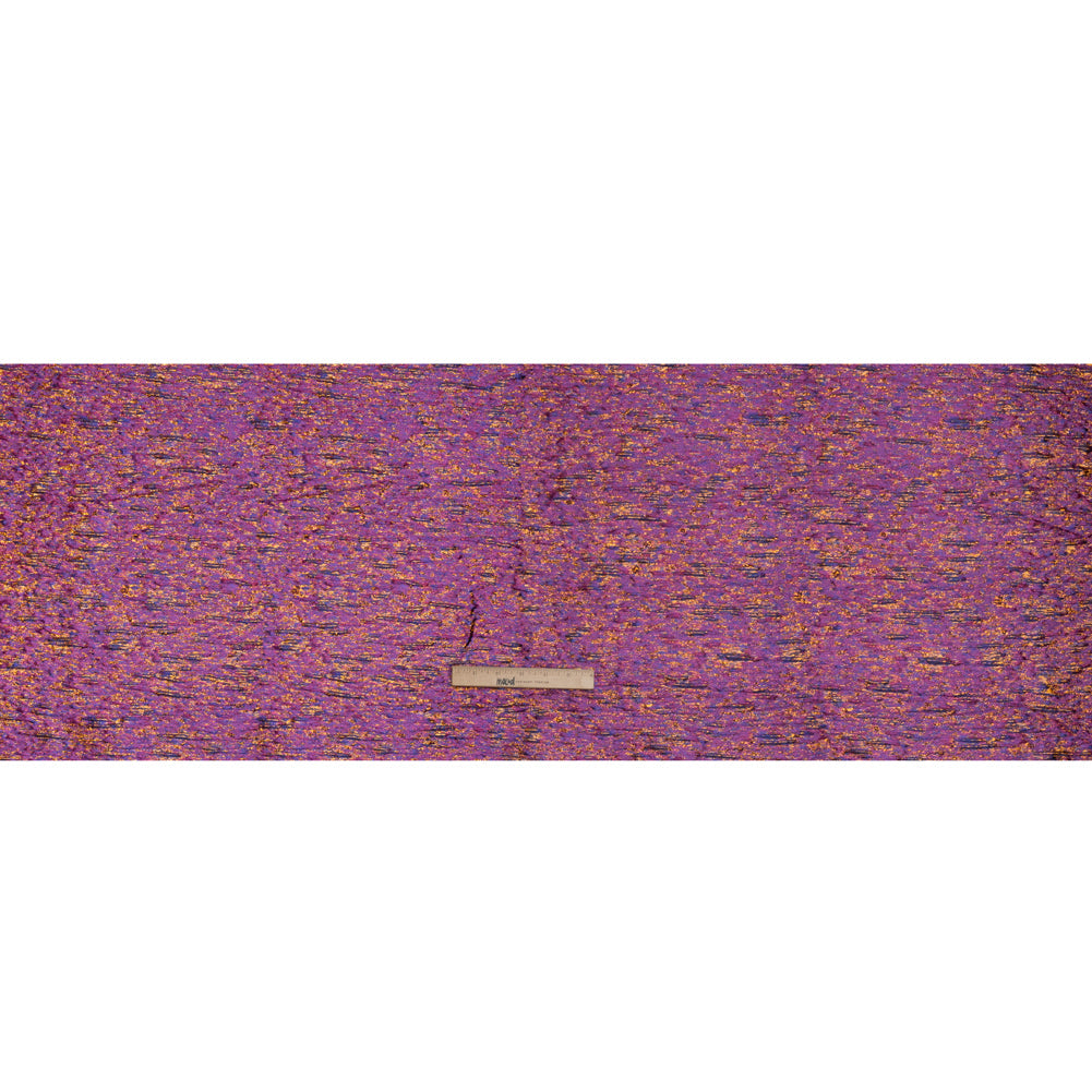 Metallic Brocade - Purple, Royal Blue and Yellow Gold Mottled Abstract