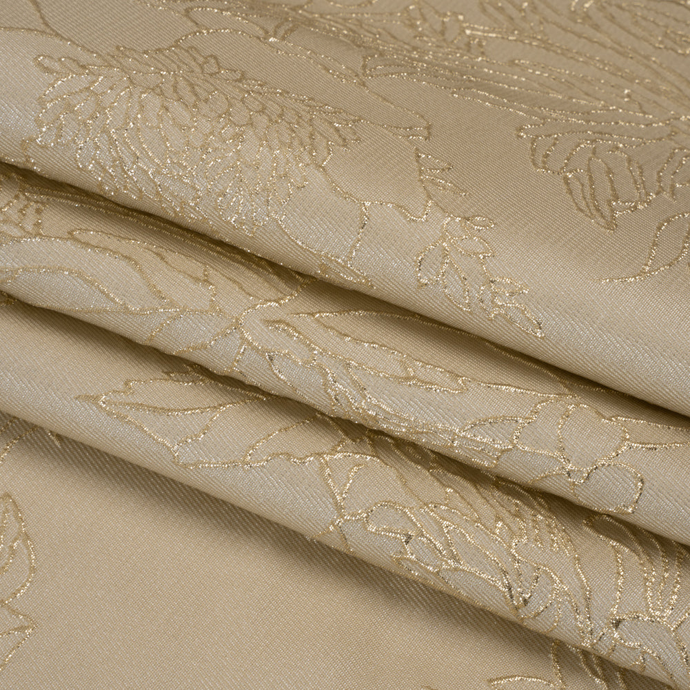 Metallic Brocade - Beige and Gold Illustrated Garden