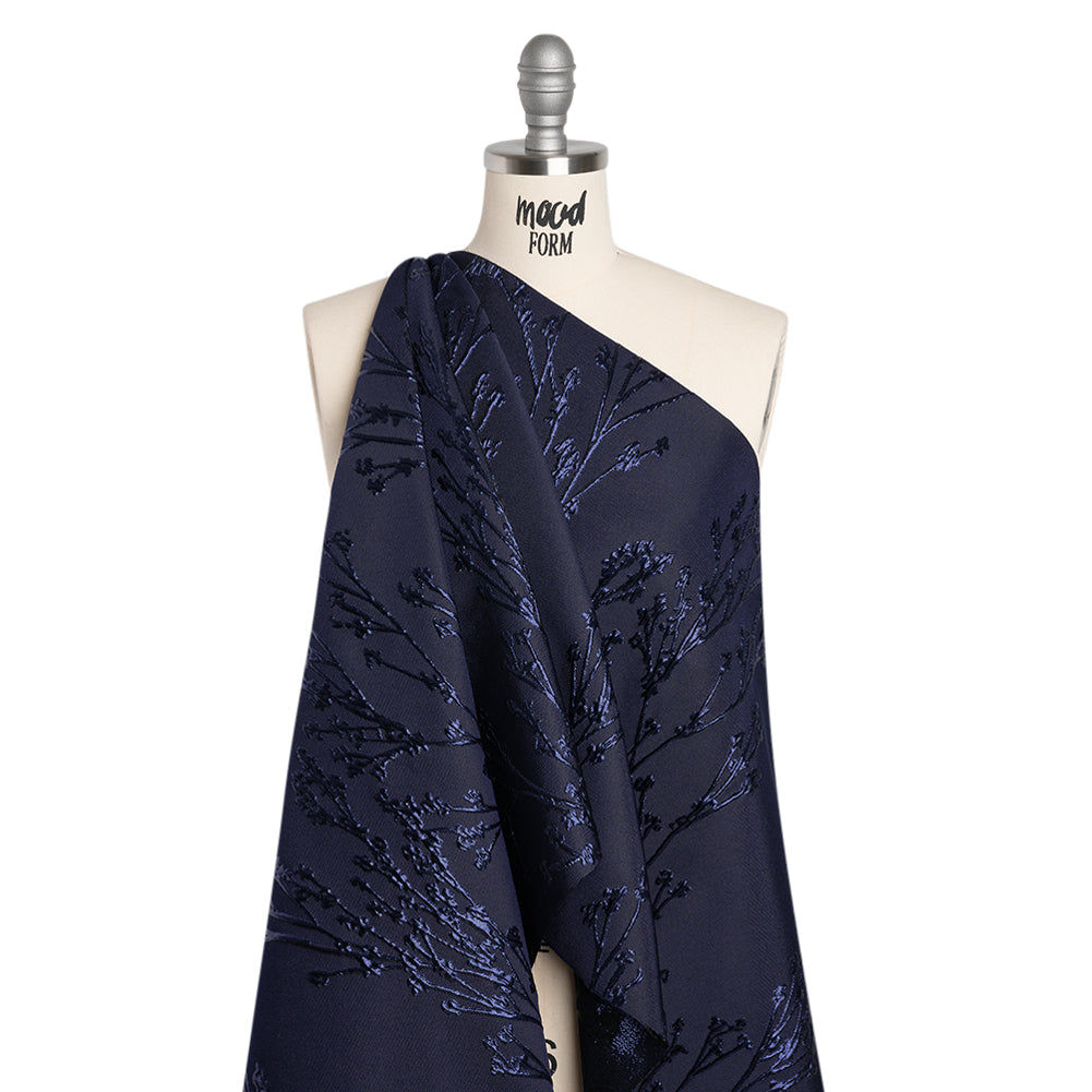 Metallic Brocade - Navy on Navy Flowering Branches