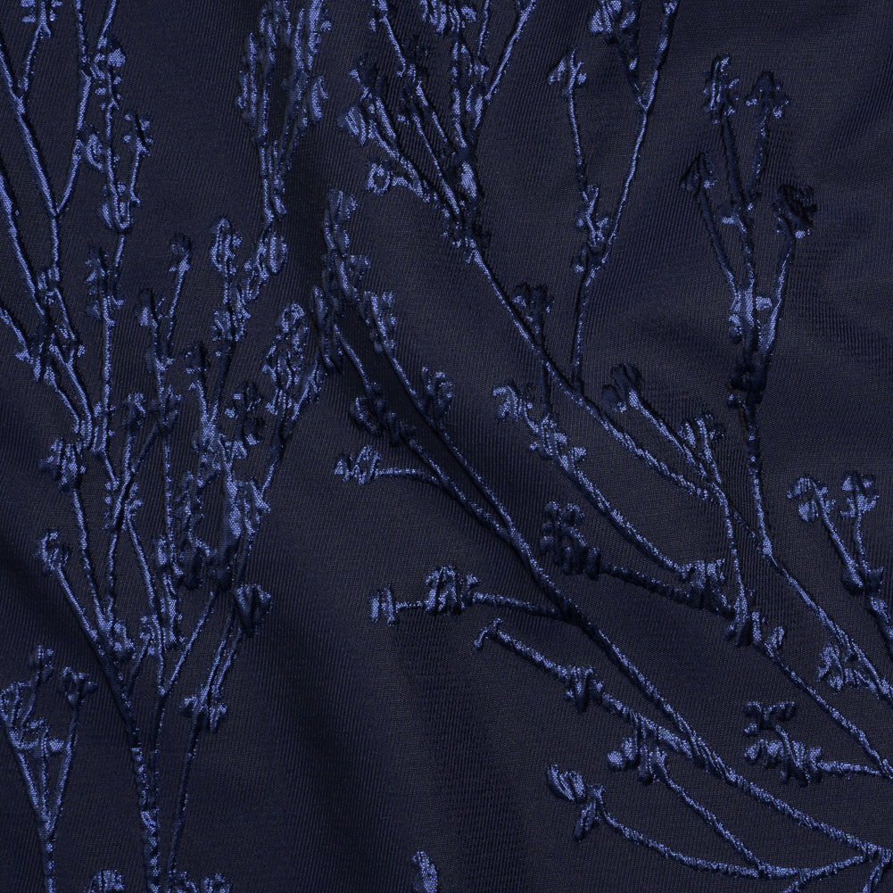 Metallic Brocade - Navy on Navy Flowering Branches