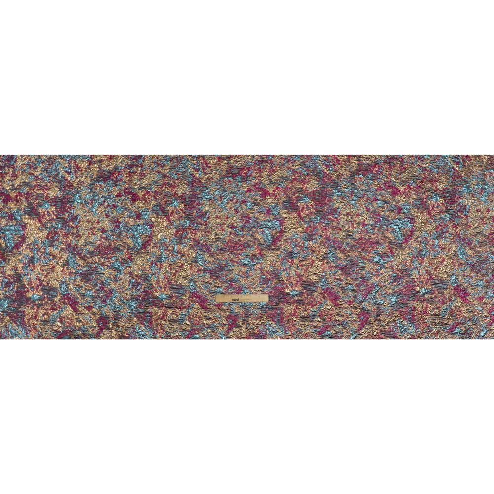 Metallic Brocade - Hot Pink, Sky Blue and Gold Abstract Sponge Texture