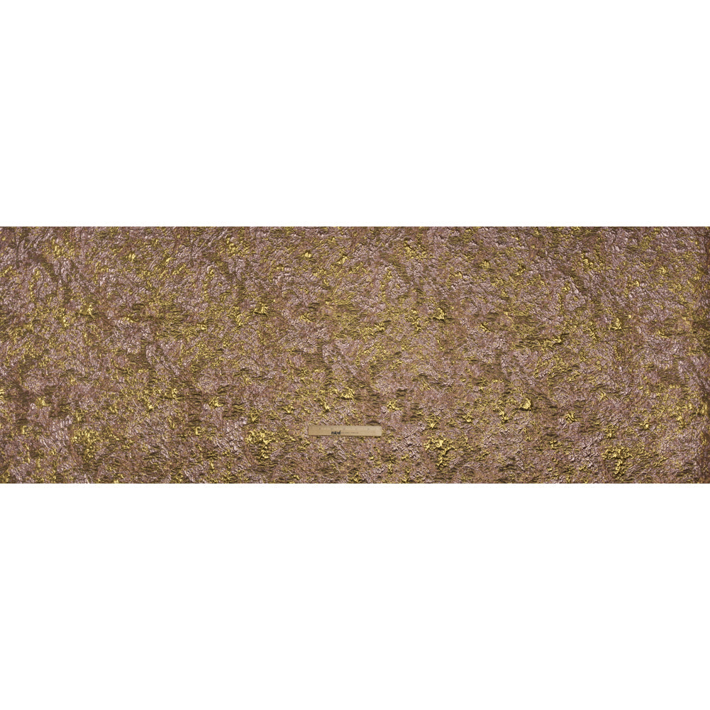 Metallic Brocade - Orchid Pink and Bright Gold Abstract Sponge Texture
