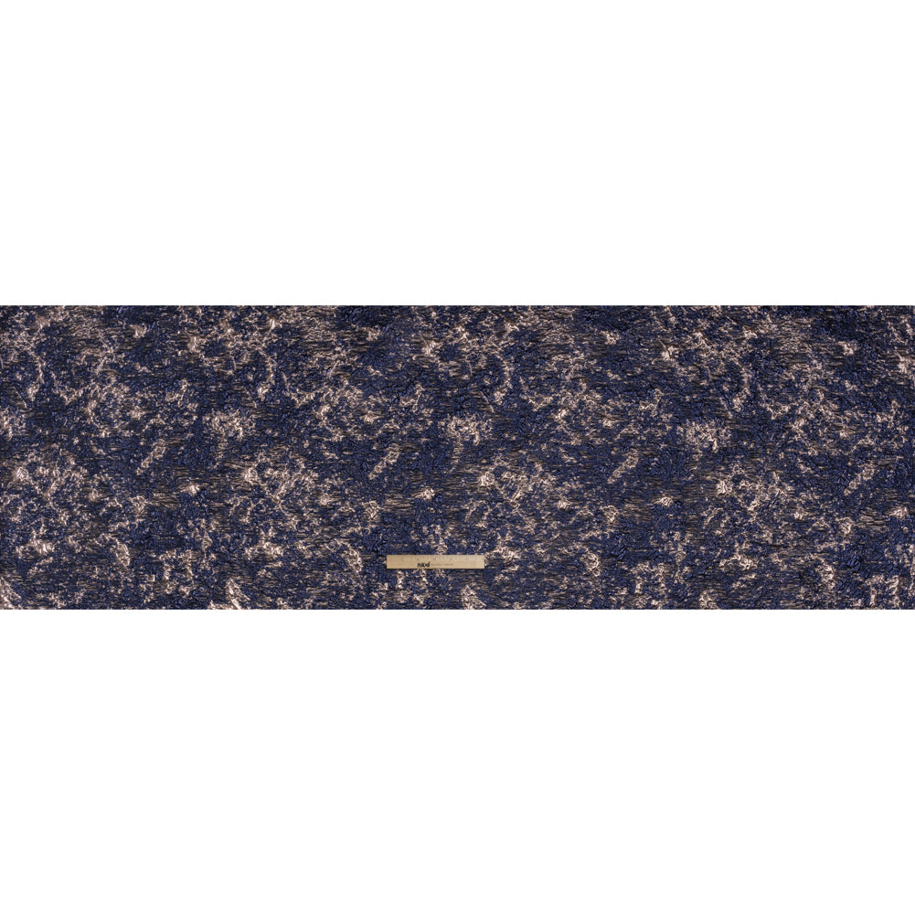 Metallic Brocade - Navy and Rose Gold Abstract Sponge Texture