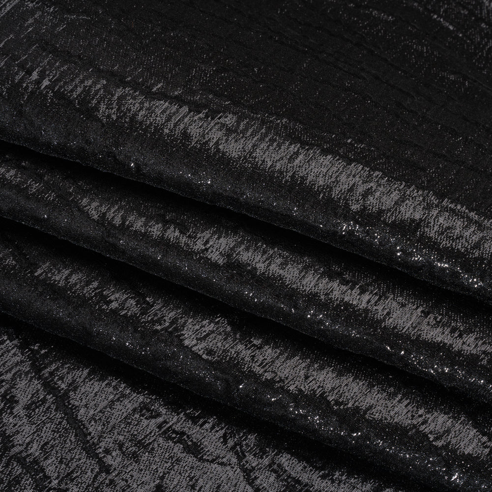 Metallic Brocade - Black Subtle Wrinkles - Kylie Collection