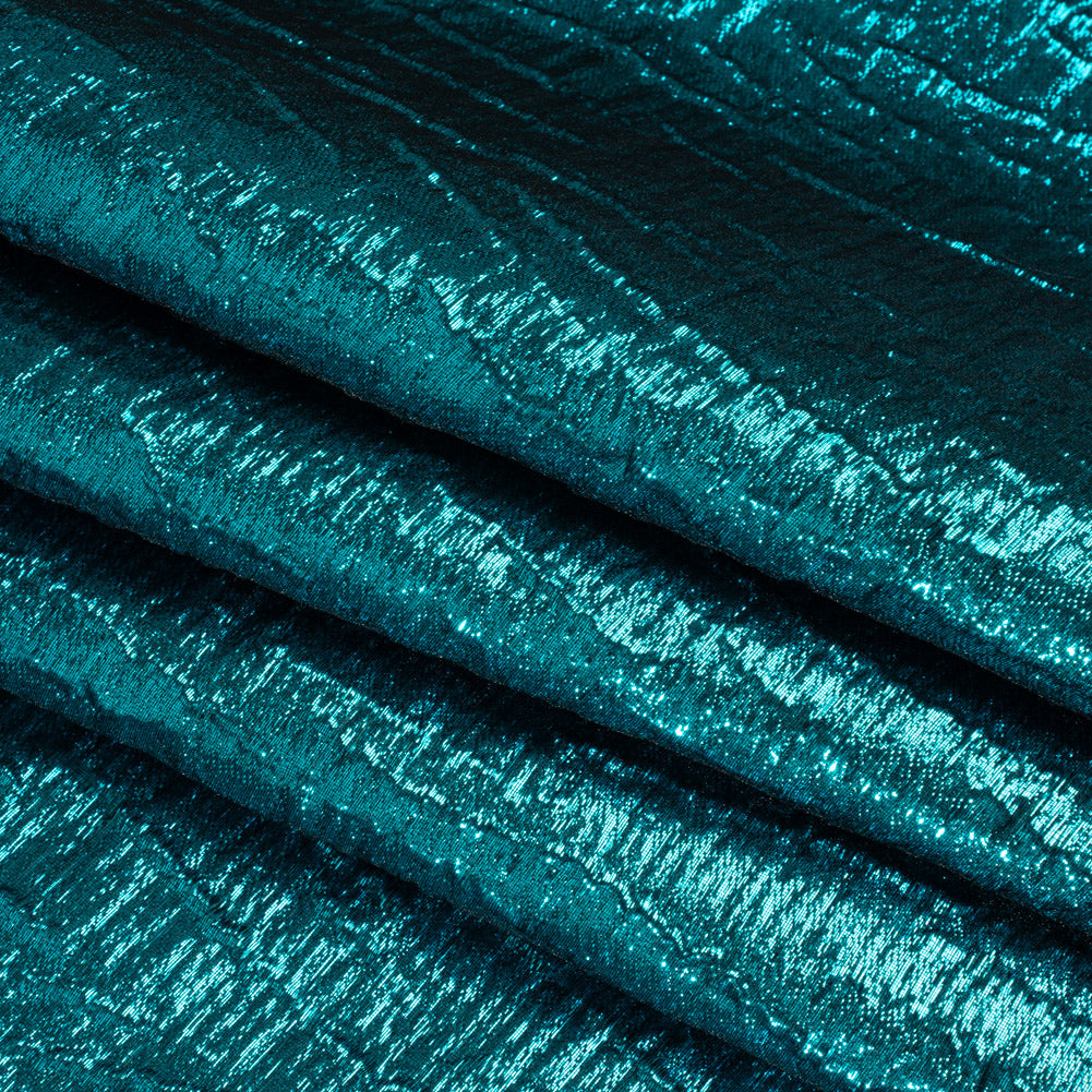 Metallic Brocade - Turquoise Subtle Wrinkles - Kylie Collection