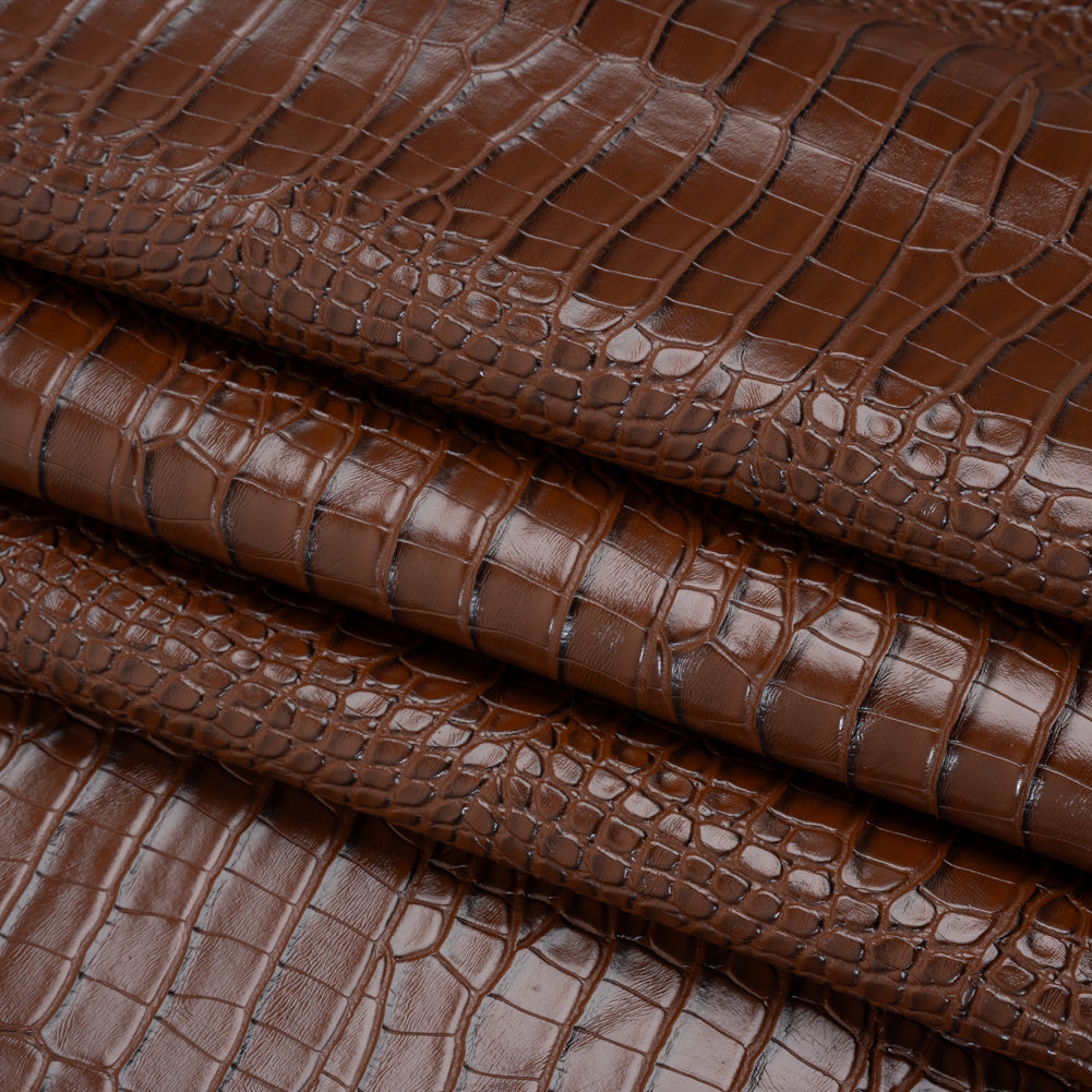 Crocodile Faux Leather Vinyl - Brown - Kristin Collection