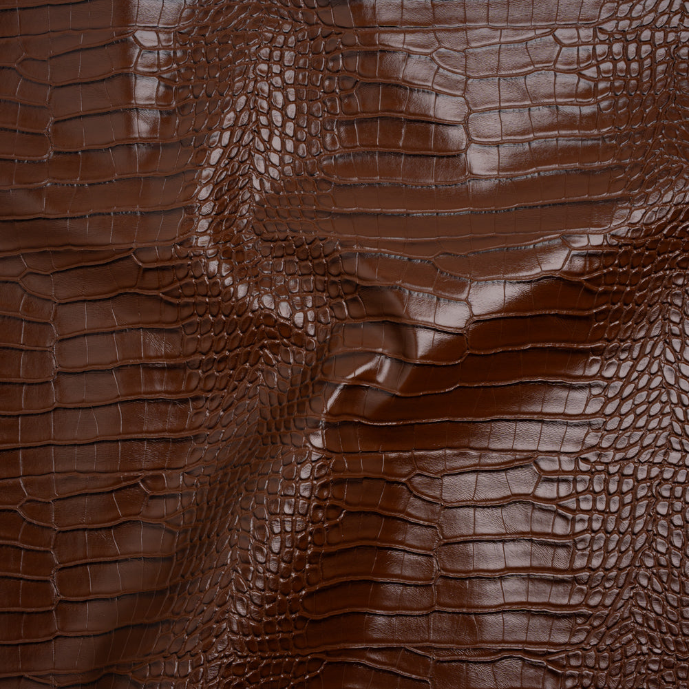 Crocodile Faux Leather Vinyl - Brown - Kristin Collection