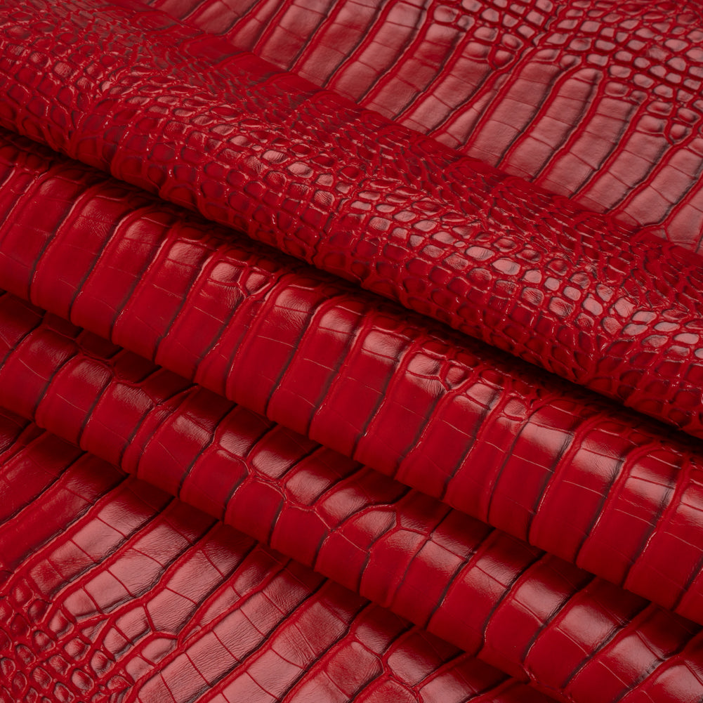 Crocodile Faux Leather Vinyl - Red - Kristin Collection