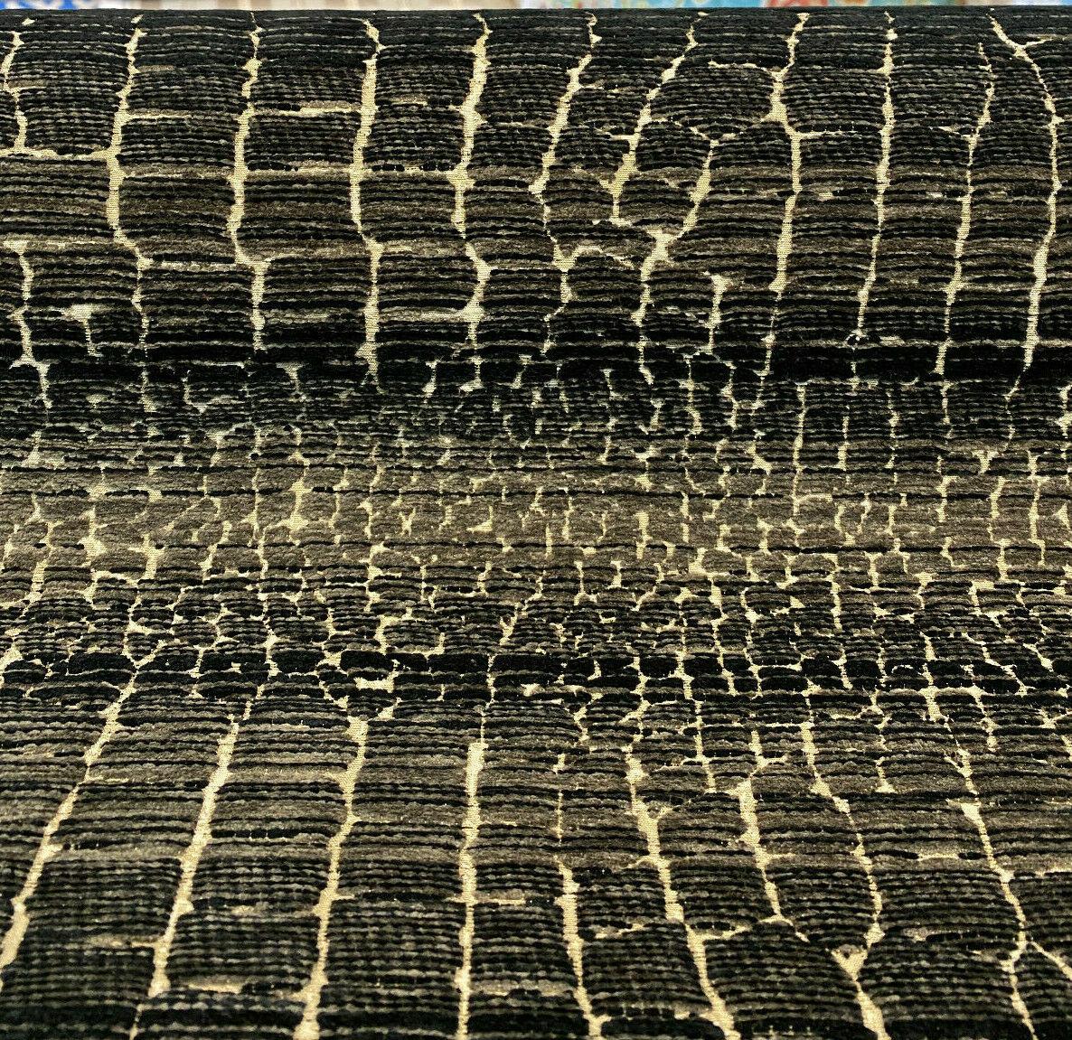 Fourwind Snake Scale Latex Backed Tfa Chenille Upholstery Fabric - Black Grey Beige Brown Snake Scale Pattern, 58" Width (1 Yard)