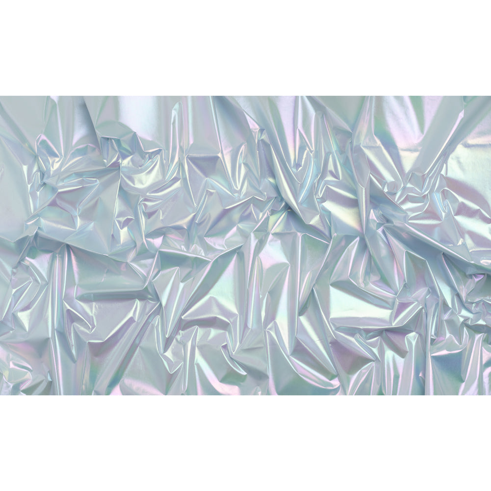 Metallic Lame Jacketing - Pastel Rainbow Ombre Stripe on Pale Blue - Inez Collection