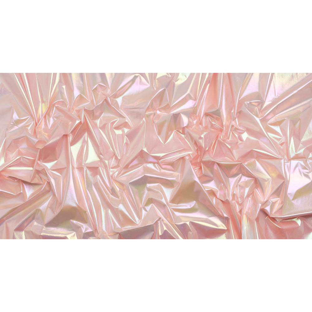 Metallic Lame Jacketing - Pastel Rainbow Ombre Stripe on Baby Pink - Inez Collection